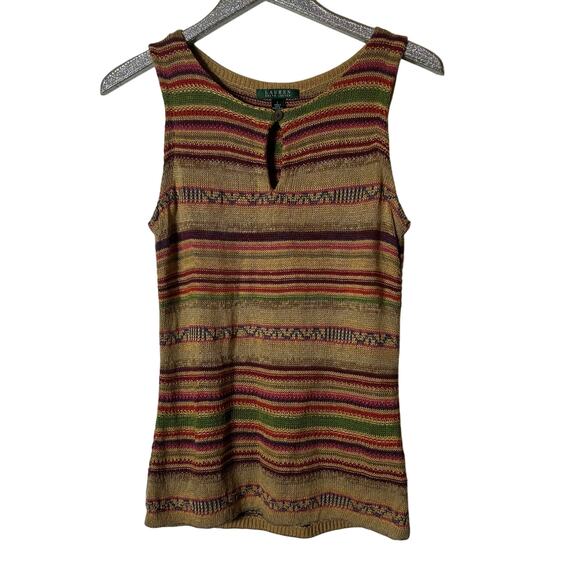 Lauren Ralph Lauren Linen Silk Colorful Top - Picture 1 of 4